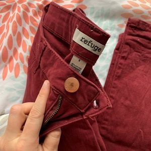 Burgundy colored jeans